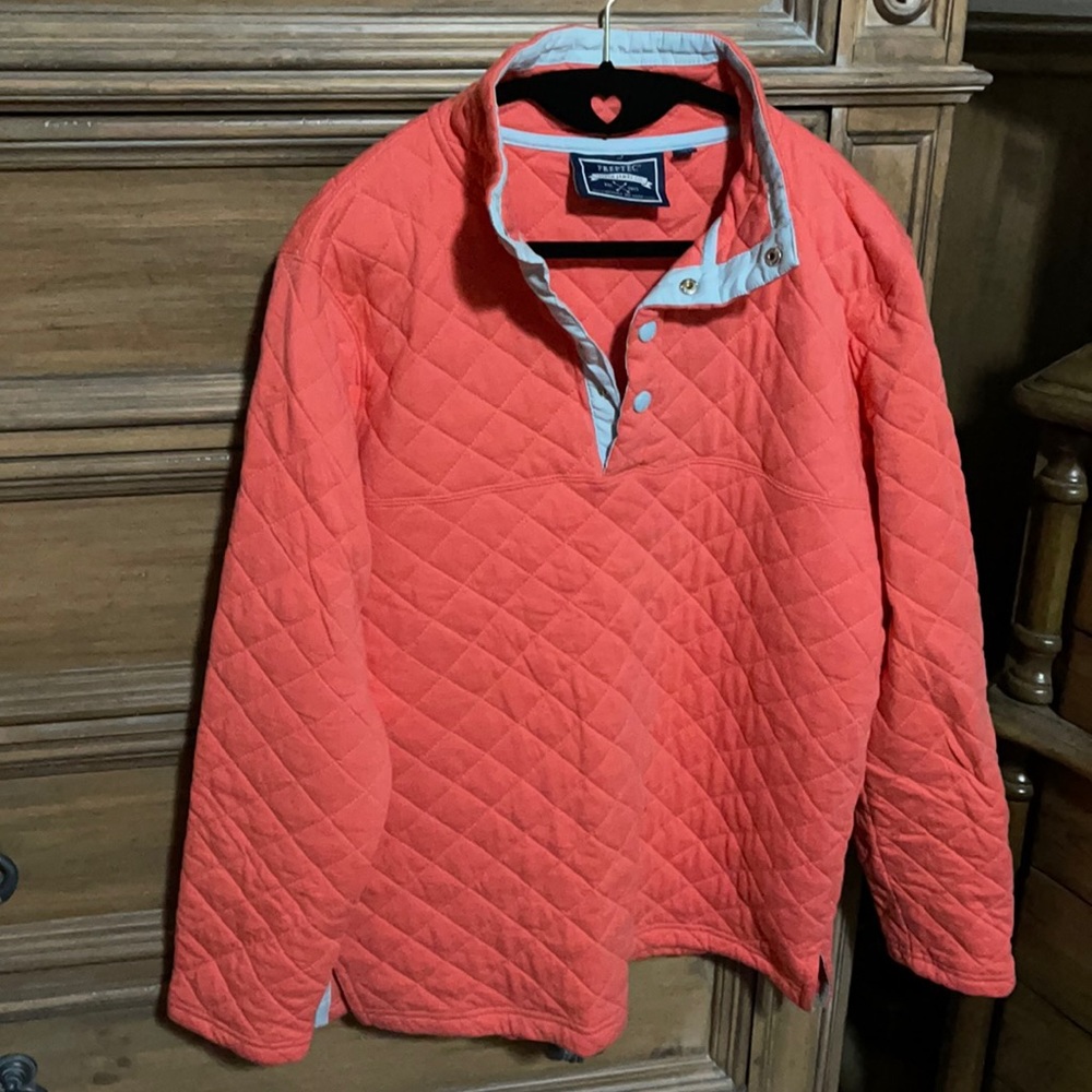 Lauren James snap quilted pullover in Coral.